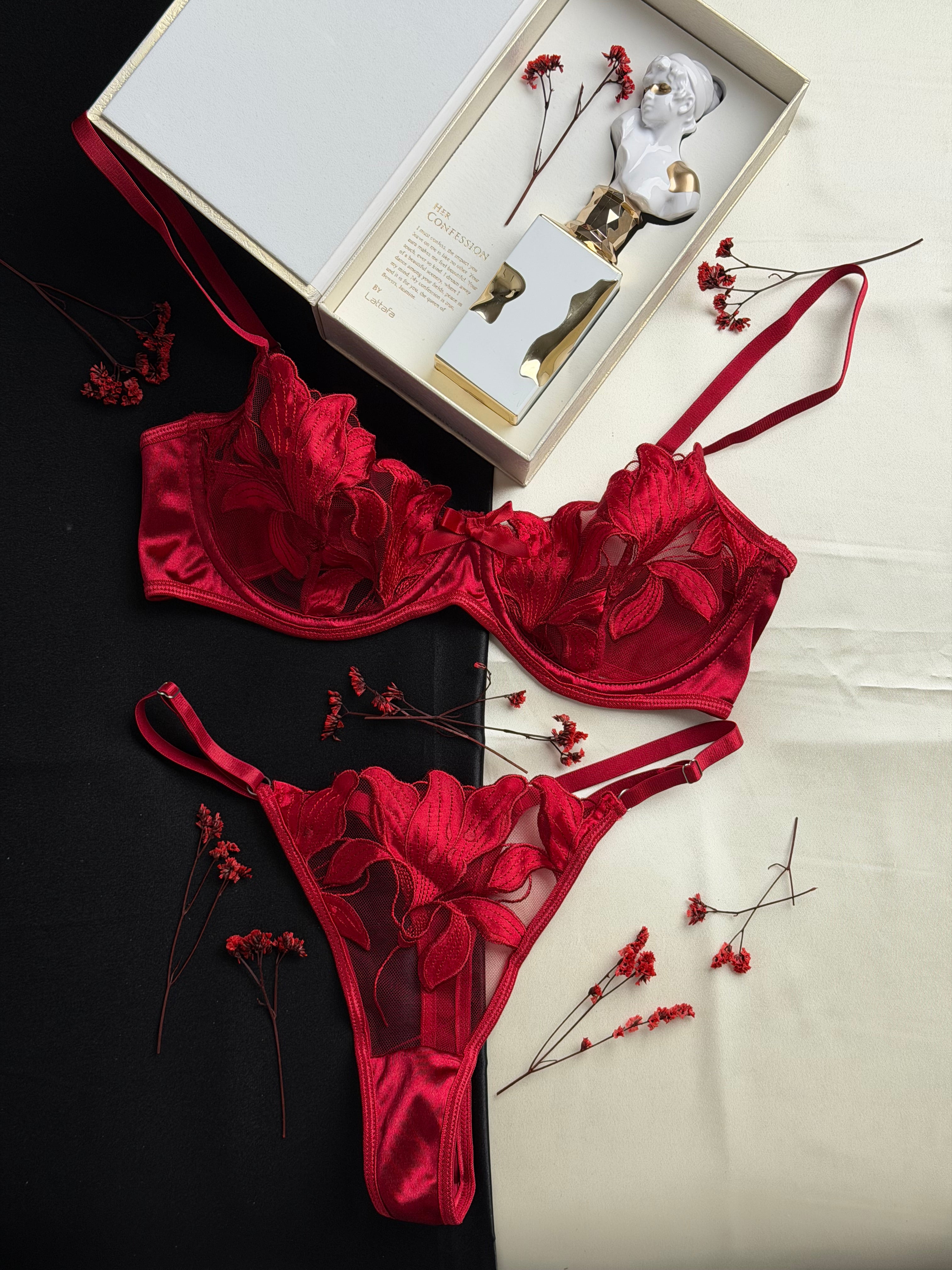 Ensemble de lingerie fine rouge